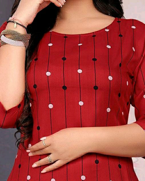 Women's Casual Printed Rayon Regular Wear Kurta Catalog